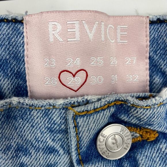 Revice 90’s High Waisted Distressed Button Fly Mom Jeans Light Wash Sz 29 - Picture 4 of 11